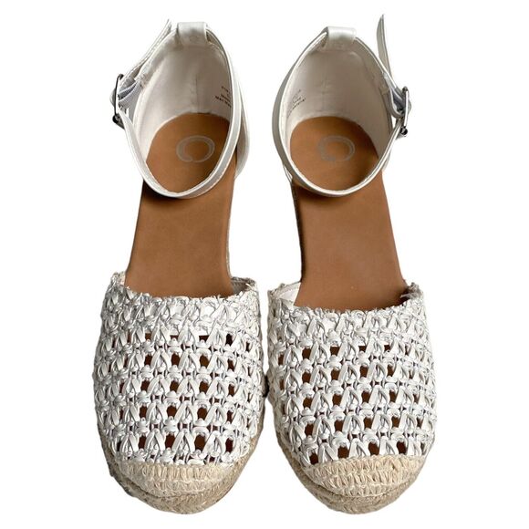 Journee Collection Espadrille Wedge Sandals Sierra White Jute Ankle Strap, Sz 10 - Picture 5 of 8